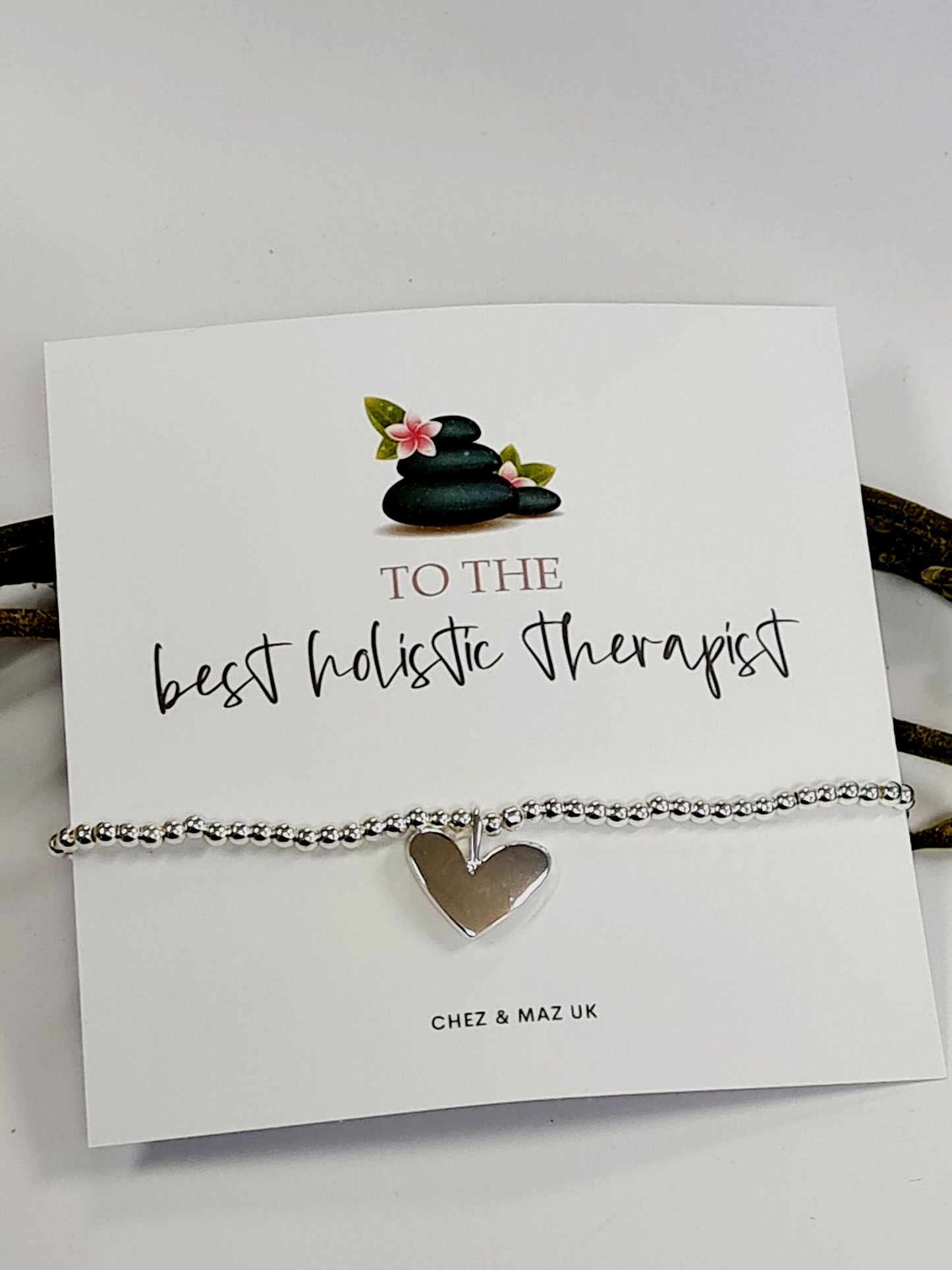Holistic Therapist - Silver plated charm bracelet & silver and rose gold coloured heart charm - Gift - Bracelet - Christmas Gift