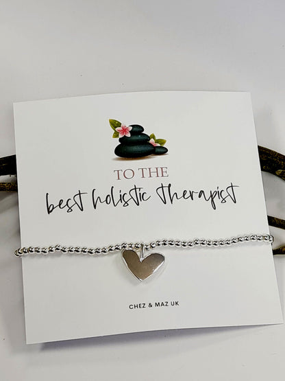 Holistic Therapist - Silver plated charm bracelet & silver and rose gold coloured heart charm - Gift - Bracelet - Christmas Gift