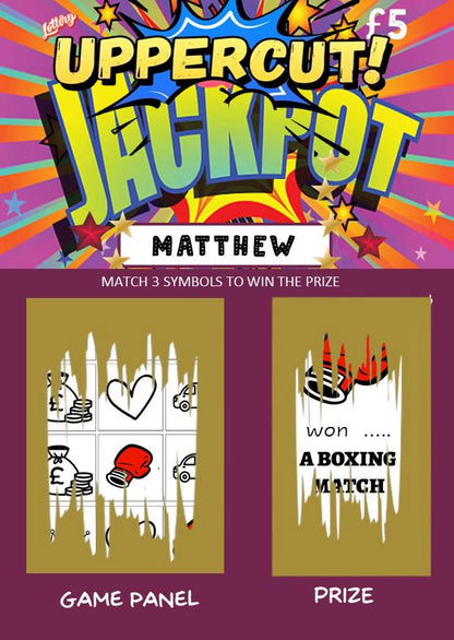 Scratchcard - Boxing - Boxing Themed - Match- Scratch Off Card: Surprise Gift for Boxing Fans, fun lotto, Personalised, Christmas, Birthday