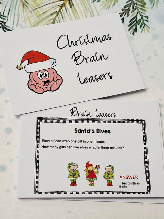 Christmas Brain Teaser Game Cards: Family Holiday Stocking Filler