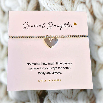 Special Daughter Bracelet Gift for Daughter, Silver Plated Heart Bracelet – Elegant Gift, Special Occasion Jewellery - Christmas, Birthday