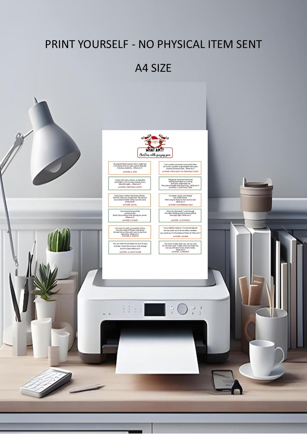 What am I - Riddle Game | Questions and answers | Instant Download | Fun Printable Holiday Game I Print at home