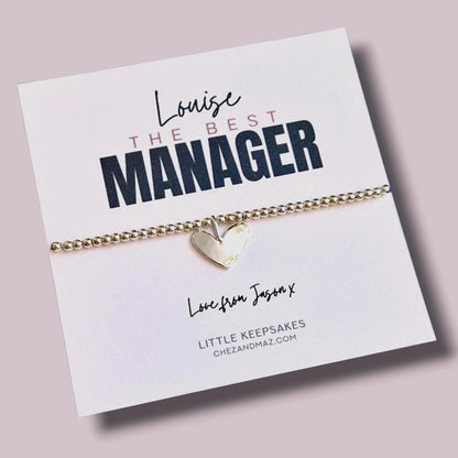 Best Manager Bracelet – Silver Plated Charm Gift, Appreciation Jewellery, Thank You Boss Gift, Office Farewell or Promotion Gift