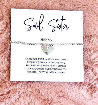 Soul sister Silver Bracelet Personalised- Birthday gift for friend Thank you Bestie Christmas Gift For Friend - Kindred Spirit