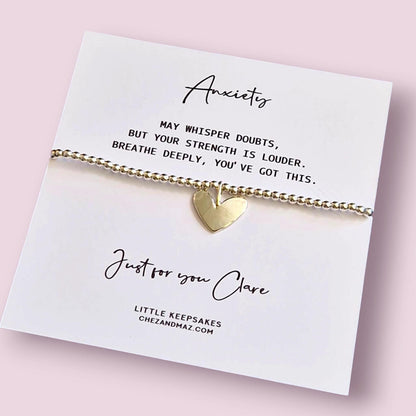 Silver Plated Heart Anxiety Bracelet: Calming Jewellery Gift - Mental Health - Whispers Doubt