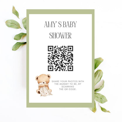 Baby shower QR Code Photo Sharing Cards: Personalised (7x10 cm A7 Size), smartphone photo sharing