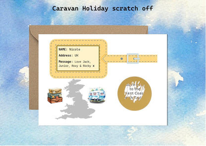 Caravan Holiday Reveal Scratch Card: Surprise Birthday Gift - Personalised - Gift - Scratch to Reveal card