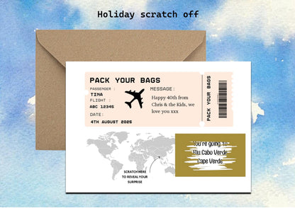 Holiday Reveal Scratch Card: Surprise Birthday Gift - Personalised - Gift - Scratch to Reveal card