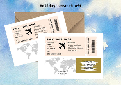 Holiday Reveal Scratch Card: Surprise Birthday Gift - Personalised - Gift - Scratch to Reveal card