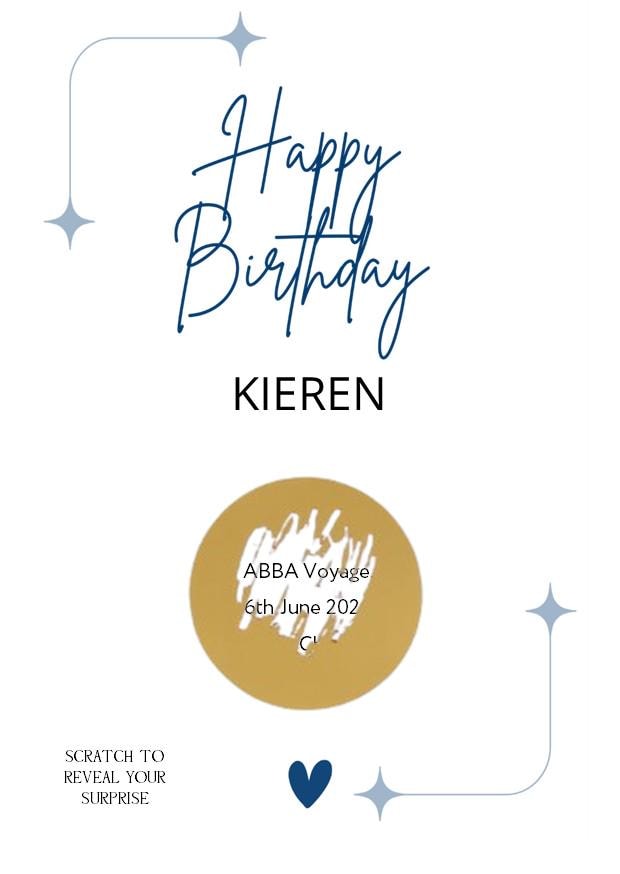 Personalised Birthday Scratch Card: Surprise Reveal Voucher, Scratch off Flat Card - Birthday Gift