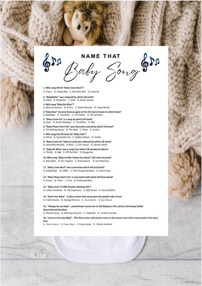 Name That Baby Song – Printable Baby Shower Music Game | Gender Reveal, Mummy-to-Be, Baby Sprinkle Quiz