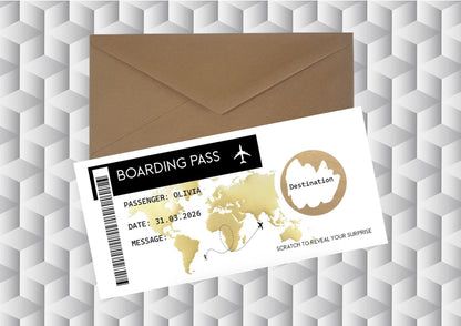 Personalised Surprise Scratch Off Card: Holiday Reveal Boarding Pass