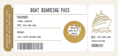 Personalized Cruise Boarding Pass - Custom Boat Ticket for Surprise Trip