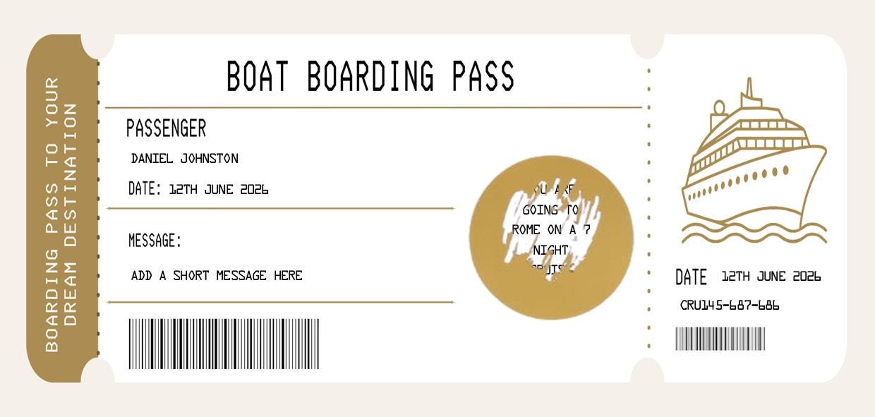 Personalized Cruise Boarding Pass - Custom Boat Ticket for Surprise Trip