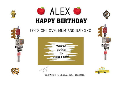 Personalised "You're Going to New York" Scratch Card - Custom Birthday Surprise Reveal, Fun Travel Gift, New York Trip Reveal Card