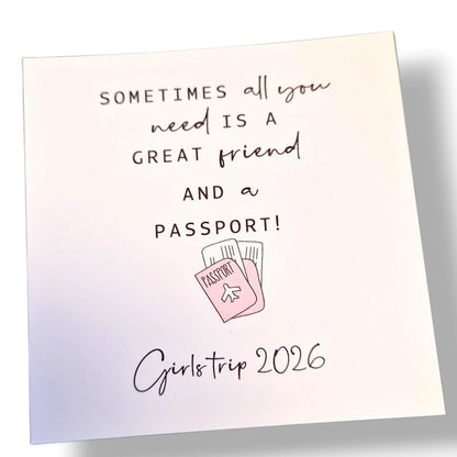 Girls Trip 2026 Wish Bracelet: Friendship jewellery Keepsake - Personalised - Passport -All you need are great friends and a passport