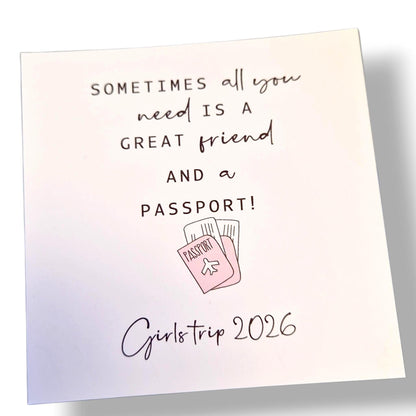 Girls Trip 2026 Wish Bracelet: Friendship jewellery Keepsake - Personalised - Passport -All you need are great friends and a passport