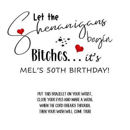 Shenanigans Girls Getaway Gift; Girls Trip; Girls Weekend; Wish Bracelet; Girls Road Trip, Wish Bracelet; Girls Weekend Gift; Hen Party
