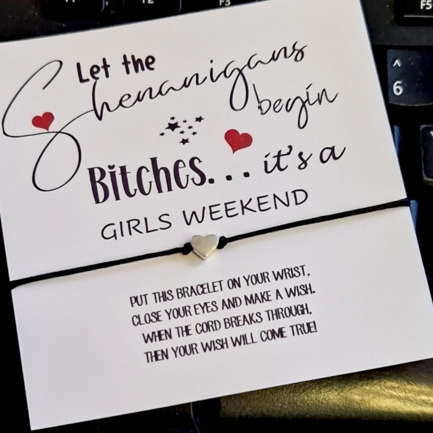 Shenanigans Girls Getaway Gift; Girls Trip; Girls Weekend; Wish Bracelet; Girls Road Trip, Wish Bracelet; Girls Weekend Gift; Hen Party
