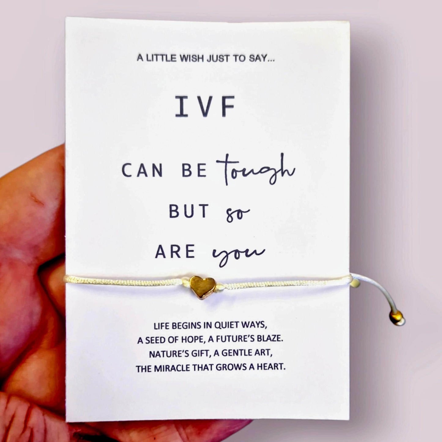 IVF Wish Bracelet: Heart Charm, Fertility Gift - Can be tough, but so are you! - Support Bracelet