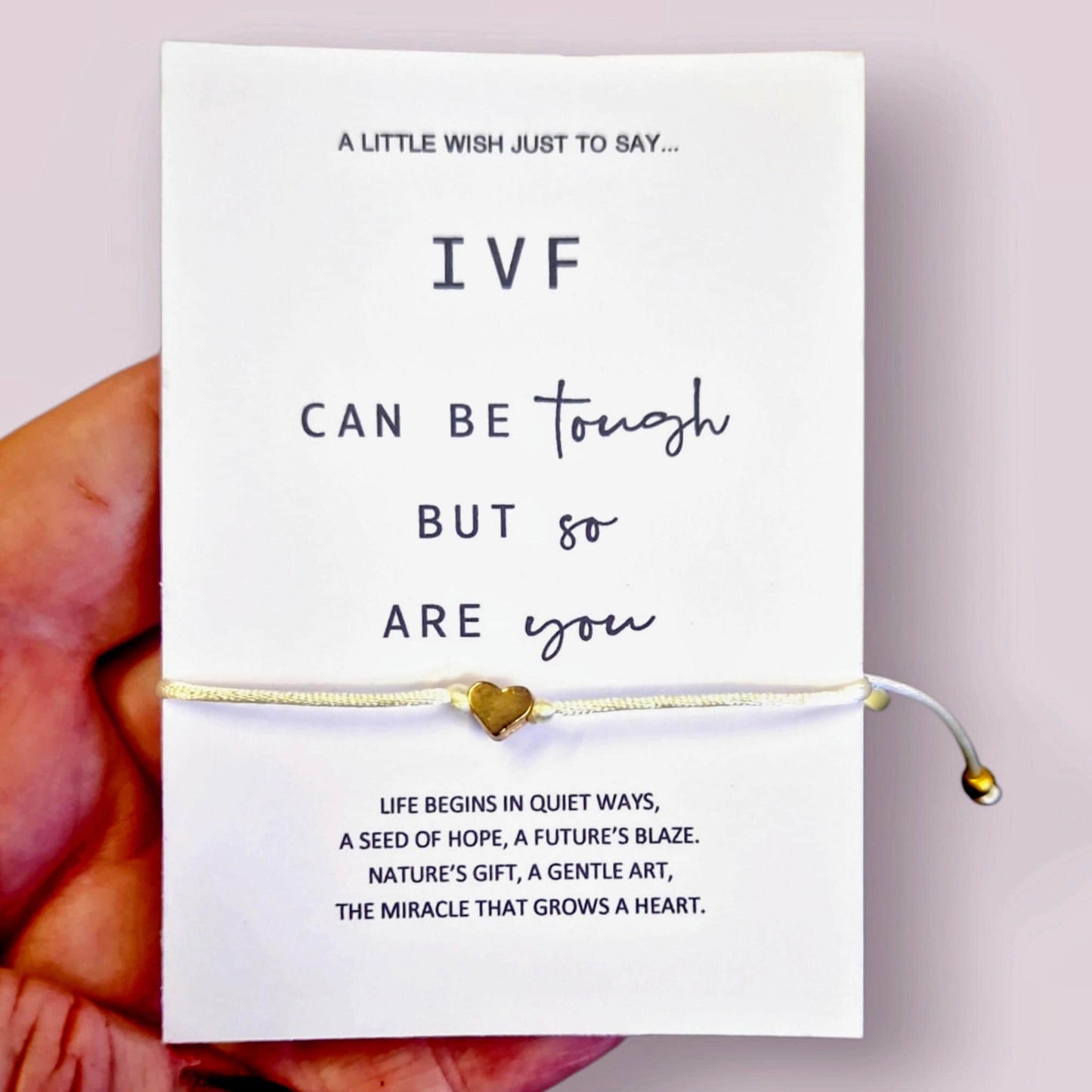 IVF Wish Bracelet: Heart Charm, Fertility Gift - Can be tough, but so are you! - Support Bracelet