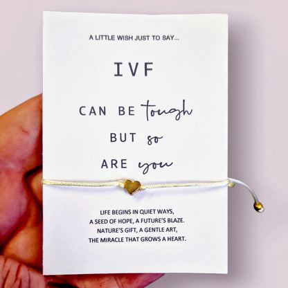 IVF Wish Bracelet: Heart Charm, Fertility Gift - Can be tough, but so are you! - Support Bracelet