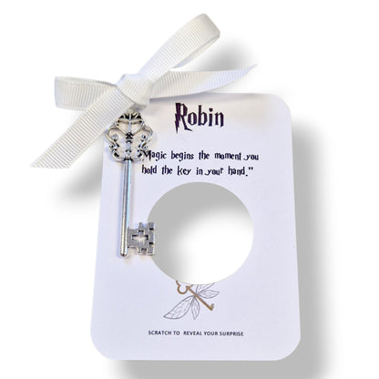 H Potter World Scratch Off Surprise Card Personalised HP Fan - Surprise Reveal, scratch and reveal - Key and card - Wizard