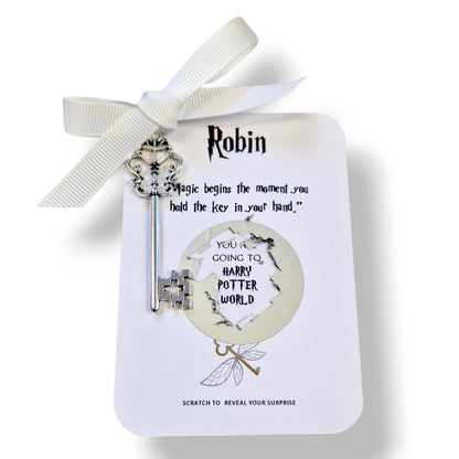 H Potter World Scratch Off Surprise Card Personalised HP Fan - Surprise Reveal, scratch and reveal - Key and card - Wizard