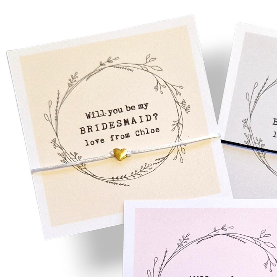 Personalised Bridesmaid Proposal Wish Bracelet: Flower Girl, Maid of Honour Gift, Wedding