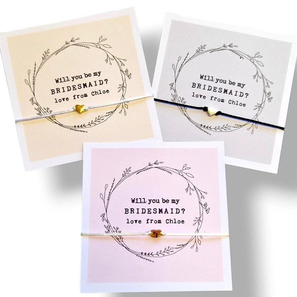 Personalised Bridesmaid Proposal Wish Bracelet: Flower Girl, Maid of Honour Gift, Wedding