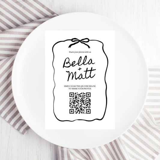 Personalised QR Code Photo Sharing Cards: Wedding Memory Keepsake (7x10 cm A7 Size)