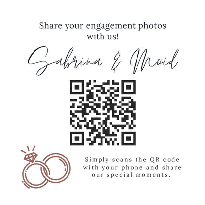 Engagement Party QR Code Photo Sharing Cards: Personalised Guest Keepsake (9.5x9.5 cm) - Share your special moments