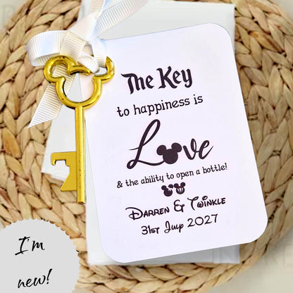 Disney Key Wedding Favour, Bottle Opener I Perfect for Disney Lovers I Magical Disney Key Bottle Opener I Wedding Keepsake & Guest Gift