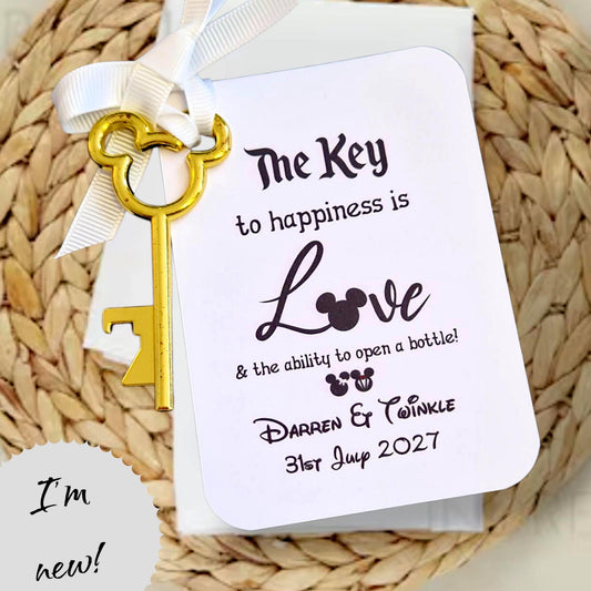Disney Key Wedding Favour, Bottle Opener I Perfect for Disney Lovers I Magical Disney Key Bottle Opener I Wedding Keepsake & Guest Gift