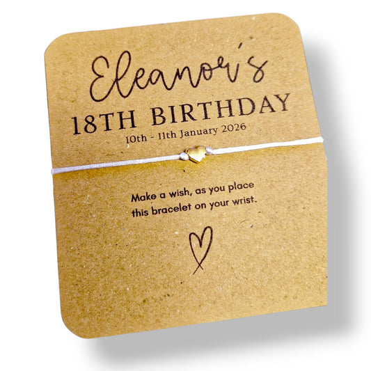 Birthday Wish Bracelet Any Age | Birthday Gift Bracelet | Brown Recycled Card Keepsake