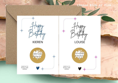 Personalised Birthday Scratch Card: Surprise Reveal Voucher, Scratch off Flat Card - Birthday Gift