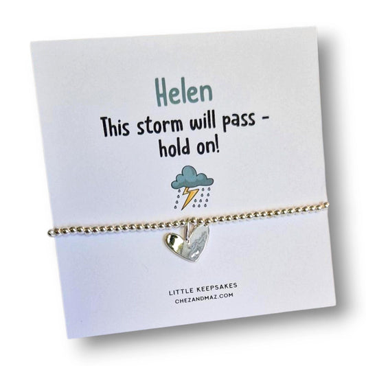 This storm will pass, hold on! Inspirational Quote Silver-Plated Cuff Bracelet: Encouragement Jewellery