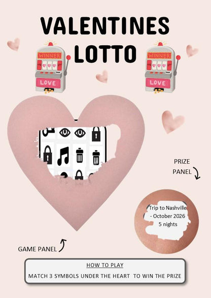 Valentine’s Scratch to Reveal Card – Personalised Lucky Ticket | Scratch Off Jackpot, Money, Holiday or Concert Surprise