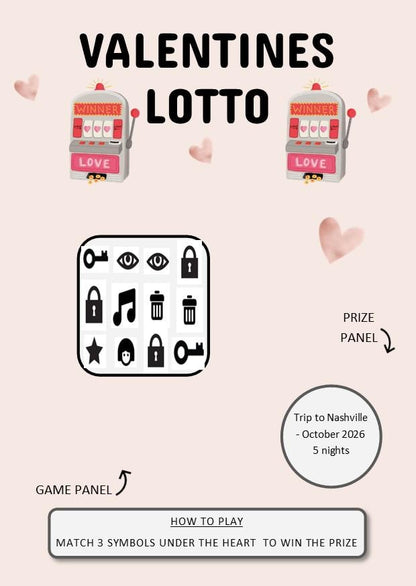 Valentine’s Scratch to Reveal Card – Personalised Lucky Ticket | Scratch Off Jackpot, Money, Holiday or Concert Surprise