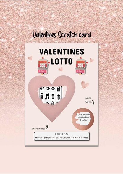 Valentine’s Scratch to Reveal Card – Personalised Lucky Ticket | Scratch Off Jackpot, Money, Holiday or Concert Surprise