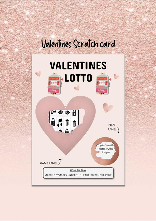 Valentine’s Scratch to Reveal Card – Personalised Lucky Ticket | Scratch Off Jackpot, Money, Holiday or Concert Surprise