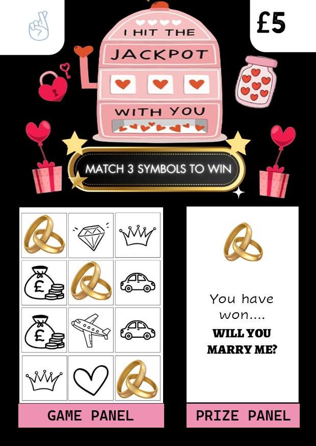 Will You Marry Me Scratch Card – Personalised Scratch to Reveal Proposal Lucky Ticket Scratch to Reveal Card – Scratch Off Jackpot