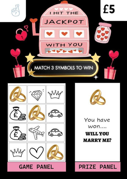 Will You Marry Me Scratch Card – Personalised Scratch to Reveal Proposal Lucky Ticket Scratch to Reveal Card – Scratch Off Jackpot