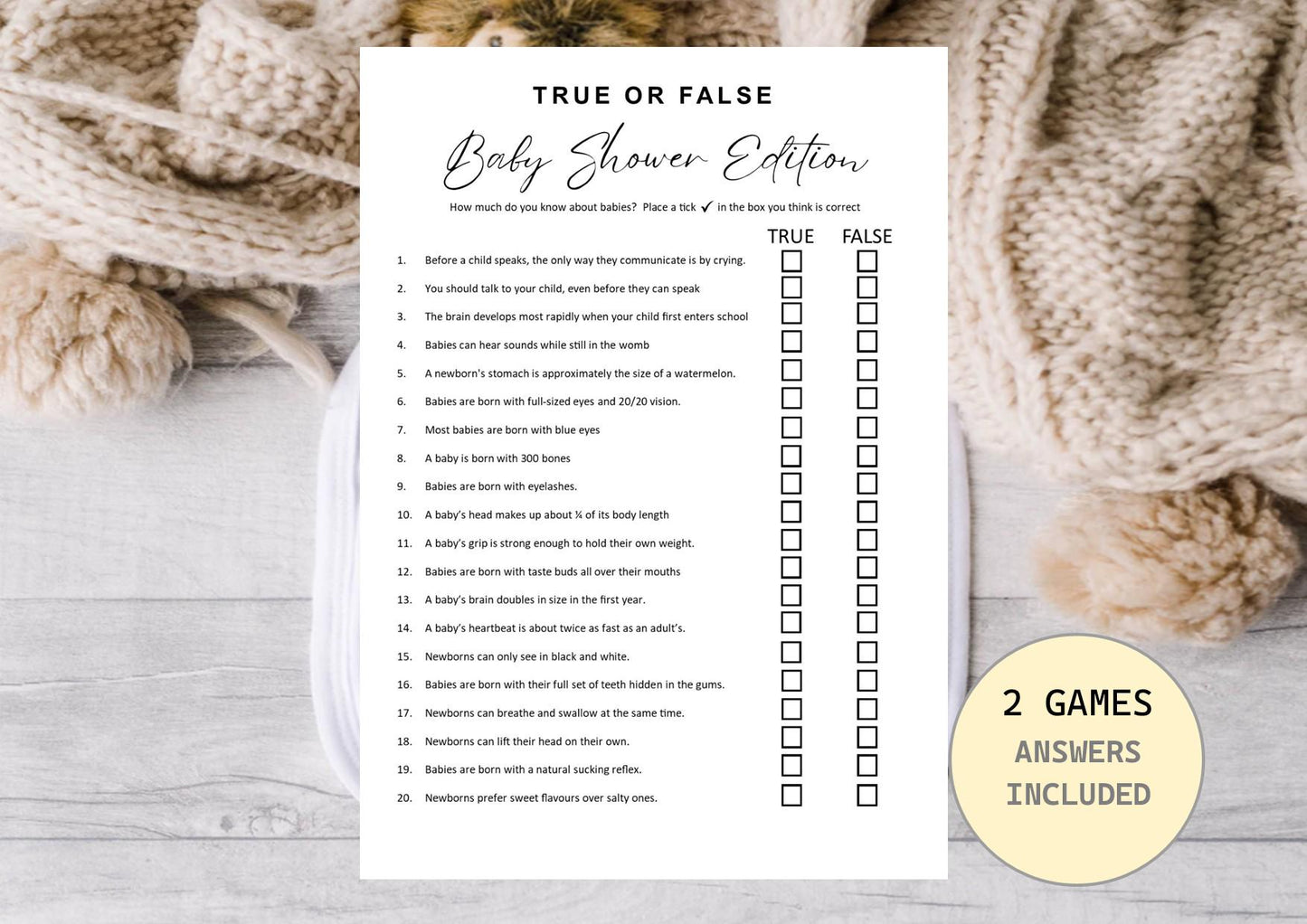 Baby Shower Trivia Games, Baby True or False, Printable Baby Shower Trivia Questions couples Baby Shower, Fun Baby Shower Games Printable