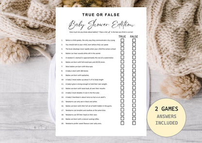 Baby Shower Trivia Games, Baby True or False, Printable Baby Shower Trivia Questions couples Baby Shower, Fun Baby Shower Games Printable