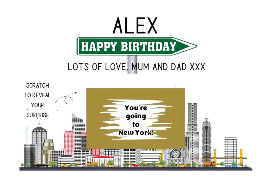 Personalised "You're Going to New York" Scratch Card - Custom Birthday Surprise Reveal, Fun Travel Gift, New York Trip Reveal Card