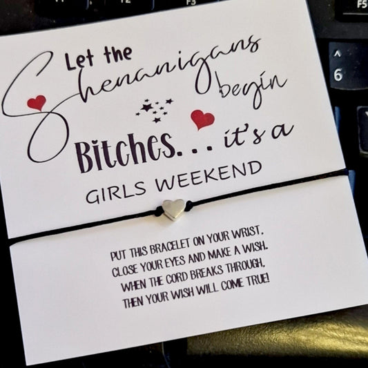 Shenanigans Girls Getaway Gift; Girls Trip; Girls Weekend; Wish Bracelet; Girls Road Trip, Wish Bracelet; Girls Weekend Gift; Hen Party