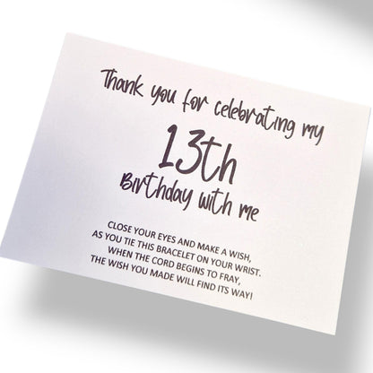 Thank You For Celebrating My 13th Birthday With Me Wish Bracelet | Birthday Wish Bracelet | Party Gift | 13th Birthday | Party Gift