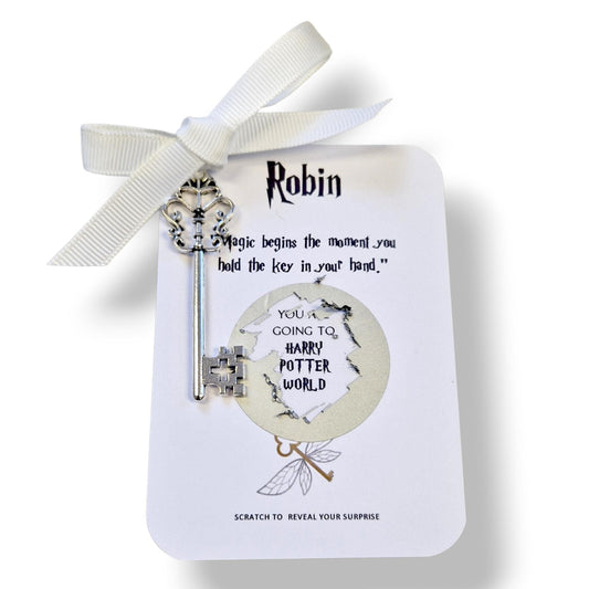 H Potter World Scratch Off Surprise Card Personalised HP Fan - Surprise Reveal, scratch and reveal - Key and card - Wizard