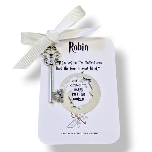 H Potter World Scratch Off Surprise Card Personalised HP Fan - Surprise Reveal, scratch and reveal - Key and card - Wizard